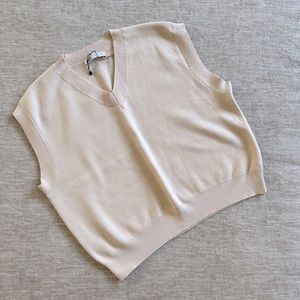 Zara | Boxy Neutral Sweater Vest Sleeveless